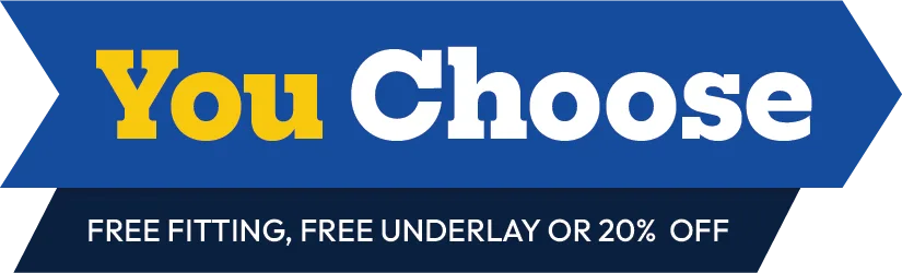 free fitting free underlay or 20% off carpets